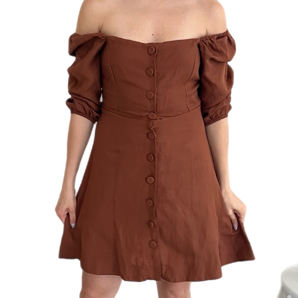 Linen Brown Button up Dress